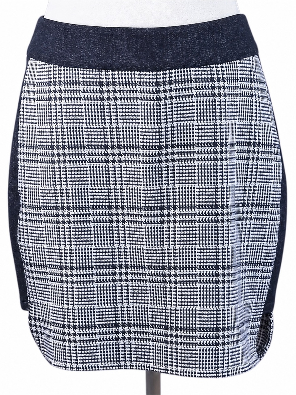 BCBGeneration Plaid Tweed Mini Skirt Womens 8 High Rise Navy NWT Career